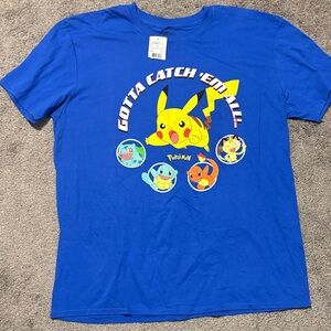Pokemon Blue Short Sleeve Tee with Character Design